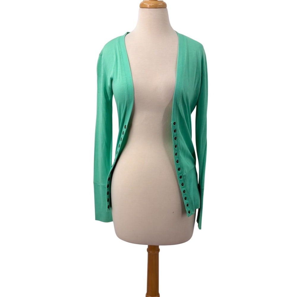 Color Story Womens Mint Green Long Sleeve Snap Front Cardigan Sweater Size S